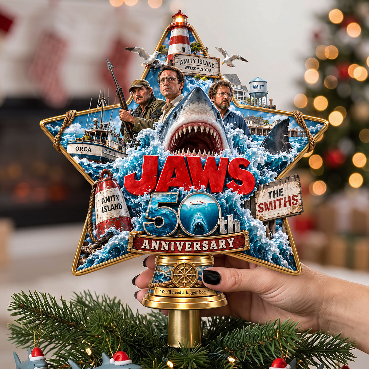 “You'll need a bigger boat!” - Personalized Jaws 50th Anniversary Tree Topper