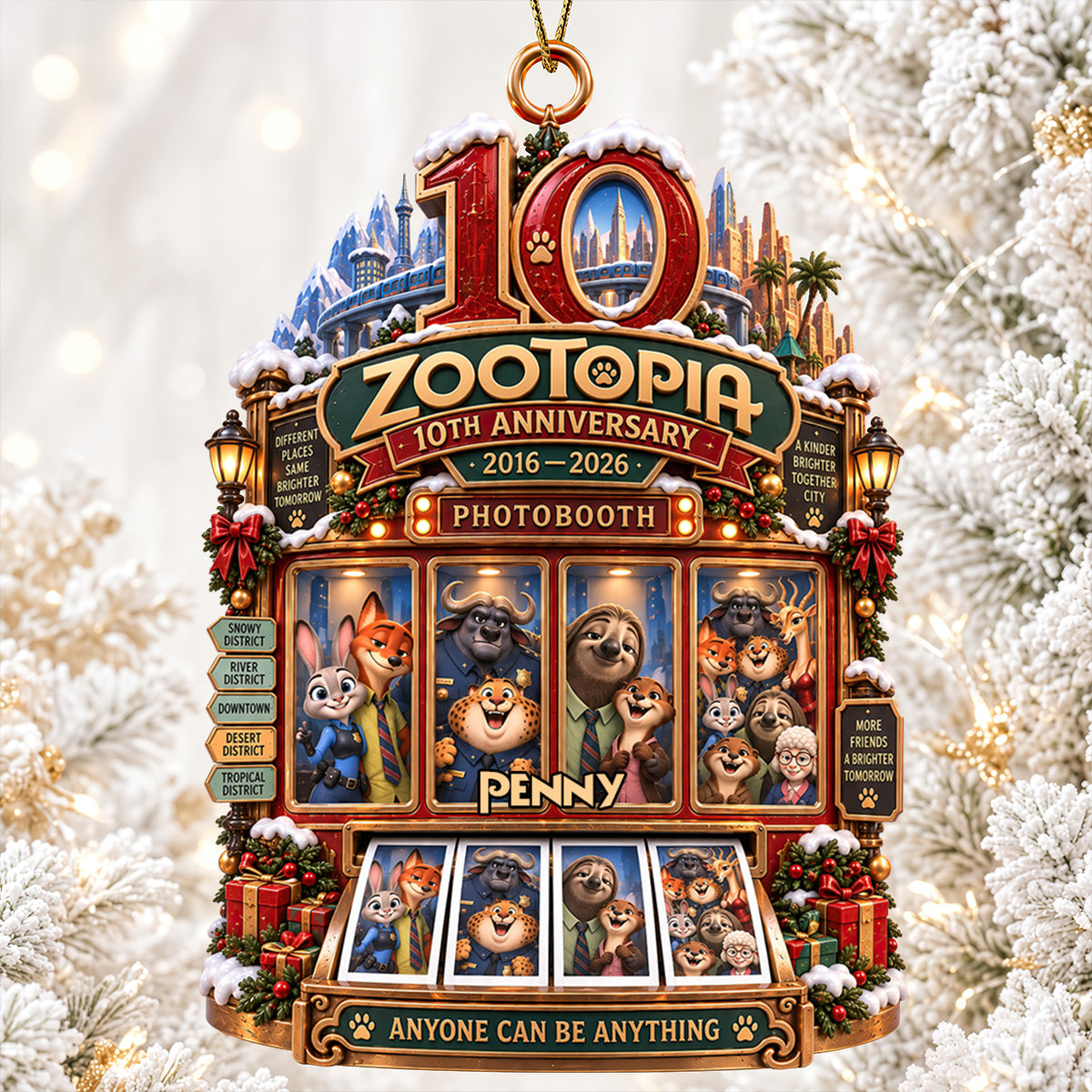 “Anyone Can Be Anything” - 10th Anniversary Zootopia Acrylic Ornament - Personalized Gift for Fans and Collectors