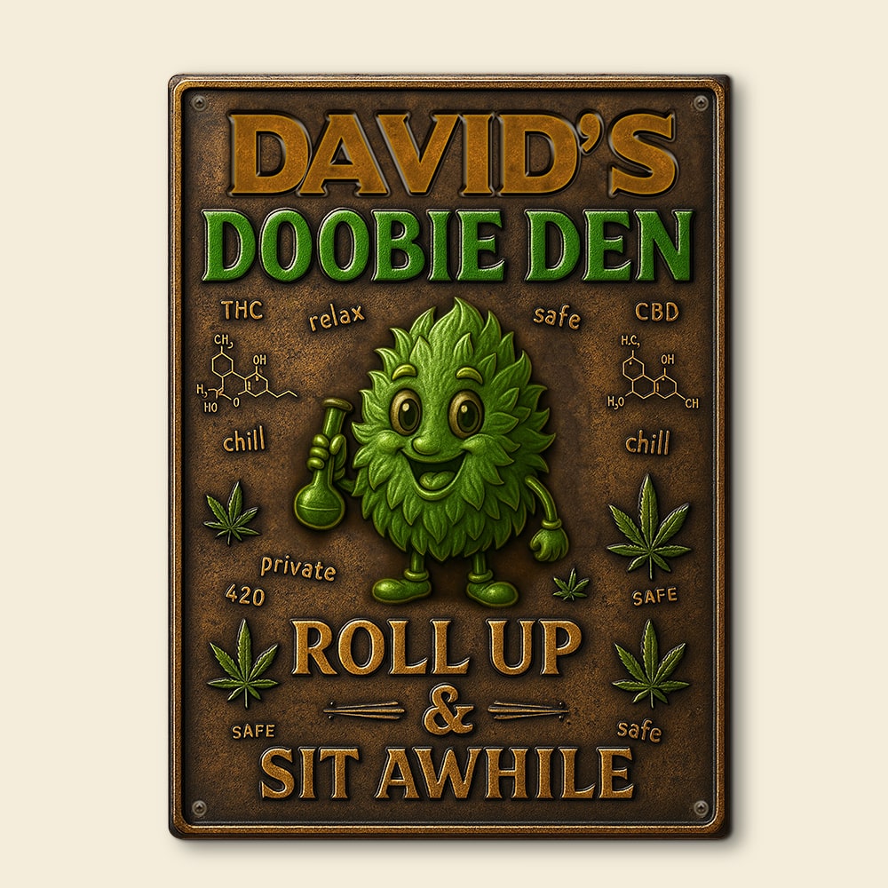 "Roll Up & Enjoy Your Space" - Personalized Metal Sign for Smokers - Unique Gift for Friends and Family Metal Signs PopCulturePrints