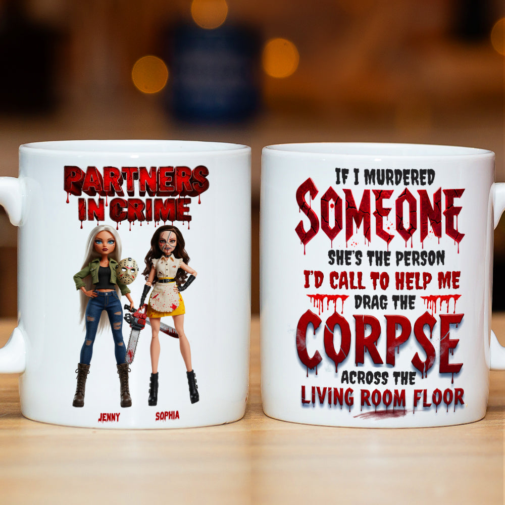 "Partners in Crime" – Personalized Coffee Mug - A Custom Gift for Best Friends, Sisters, or Any Crime-Making Duo Coffee Mug PopCulturePrints