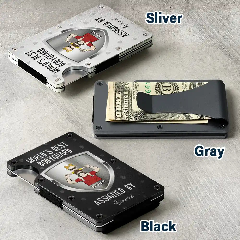 World's Best Bodyguard - Personalized Card Wallet with Money Clip Card Wallet PopCulturePrints