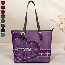 Load image into Gallery viewer, Grandma&#39;s Heart Filled with Love - Personalized Combo Leather Wallet and Bag for Mom &amp; Grandma Combo Leather Wallet &amp; Bag PopCulturePrints
