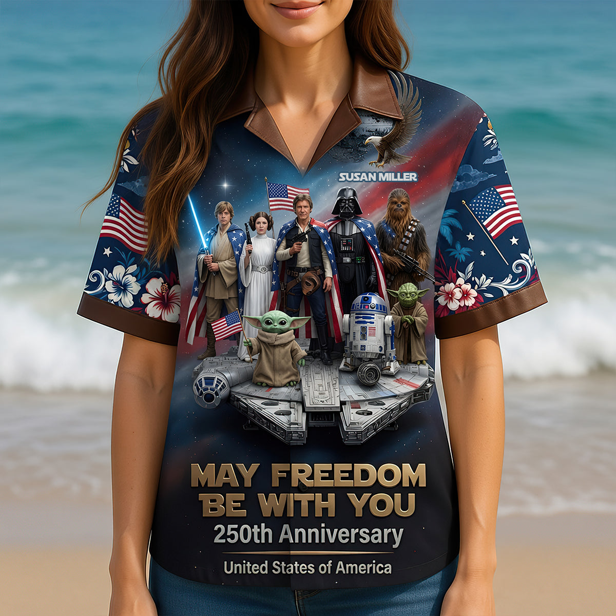 May Freedom Be With You - 250th Anniversary Hawaiian Shirt - Personalized Gift for Patriots & Fans