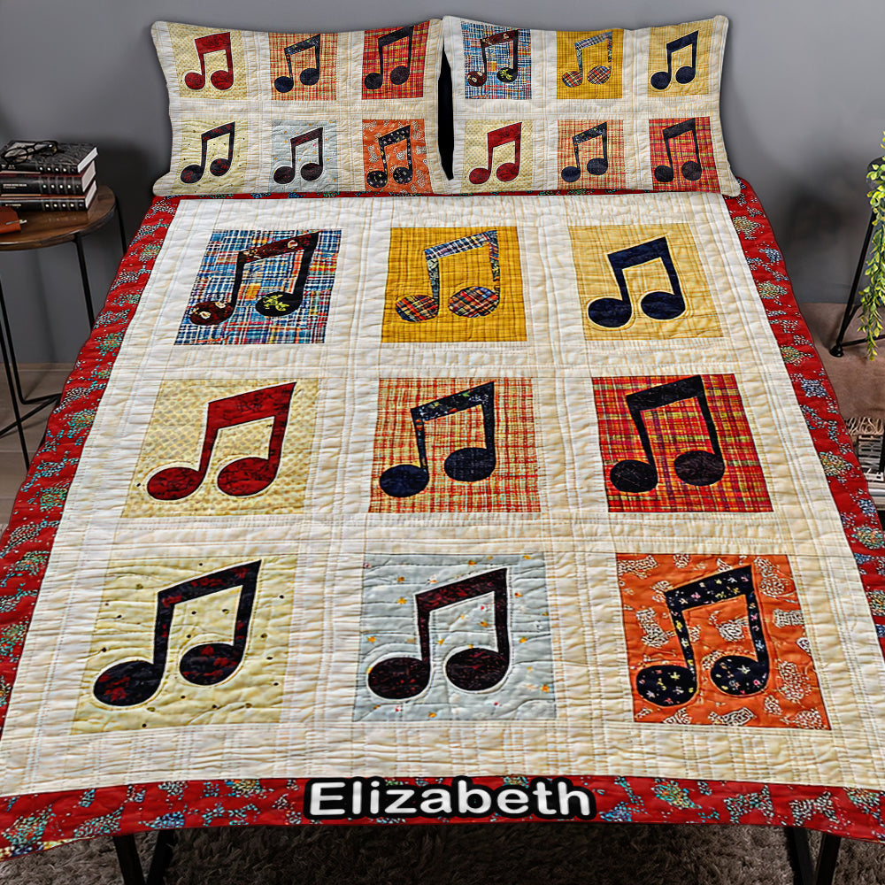 Personalized Musical Notes Quilt Bedding Set for Music Lovers Blanket PopCulturePrints