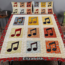 Load image into Gallery viewer, Personalized Musical Notes Quilt Bedding Set for Music Lovers Blanket PopCulturePrints

