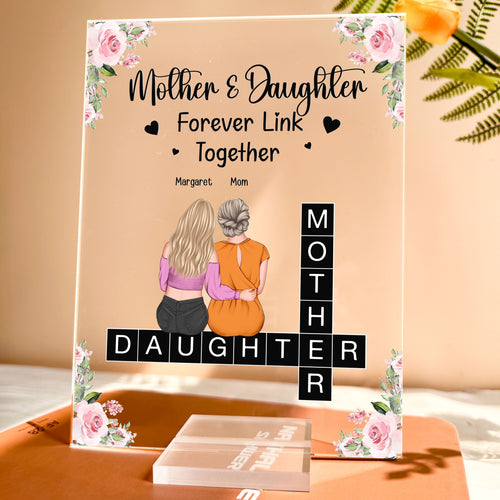 Mother & Daughter: Forever Link Together - Personalized Acrylic Plaque - Gift for Mom, Grandma, and More Acrylic Plaque PopCulturePrints