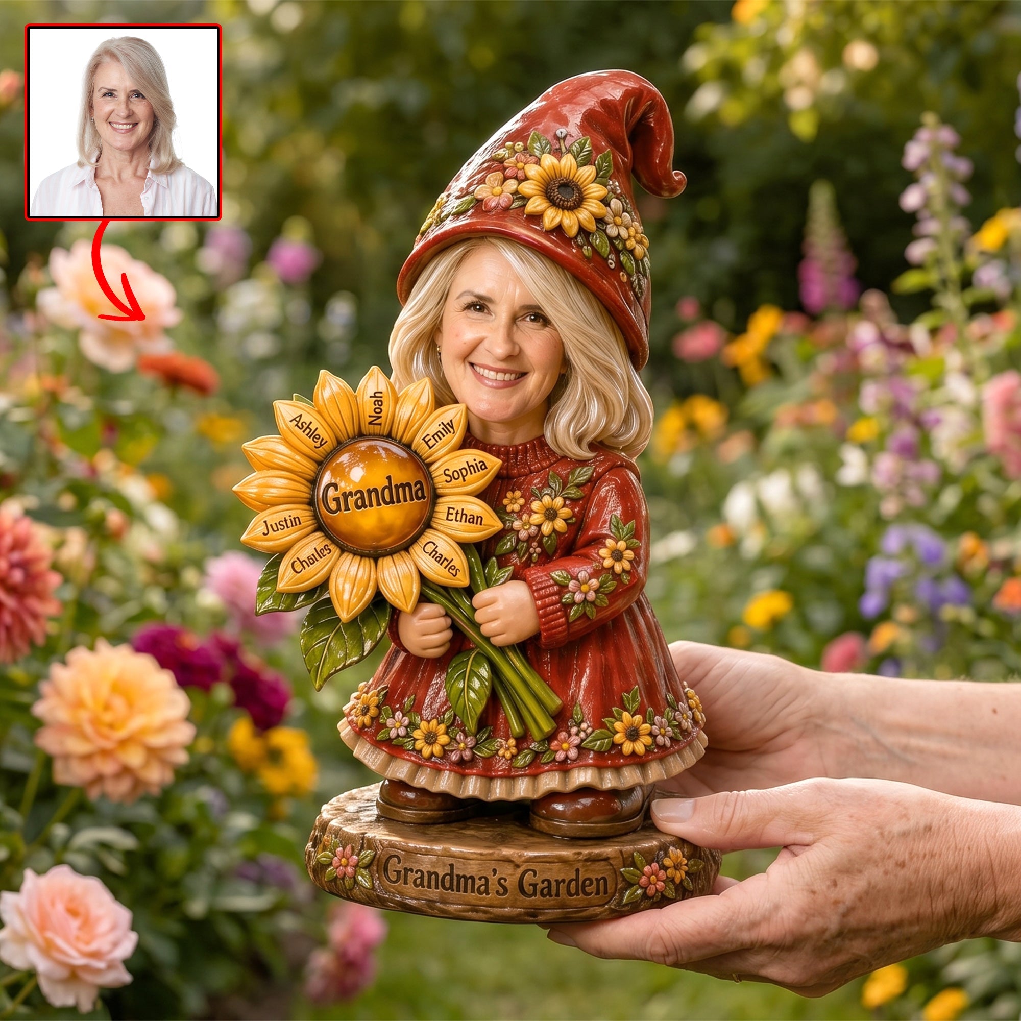 Cherished Memories: Customizable Gnome Grandma Acrylic Plaque - Perfect Gift for Grandmas Shaped Plaques PopCulturePrints