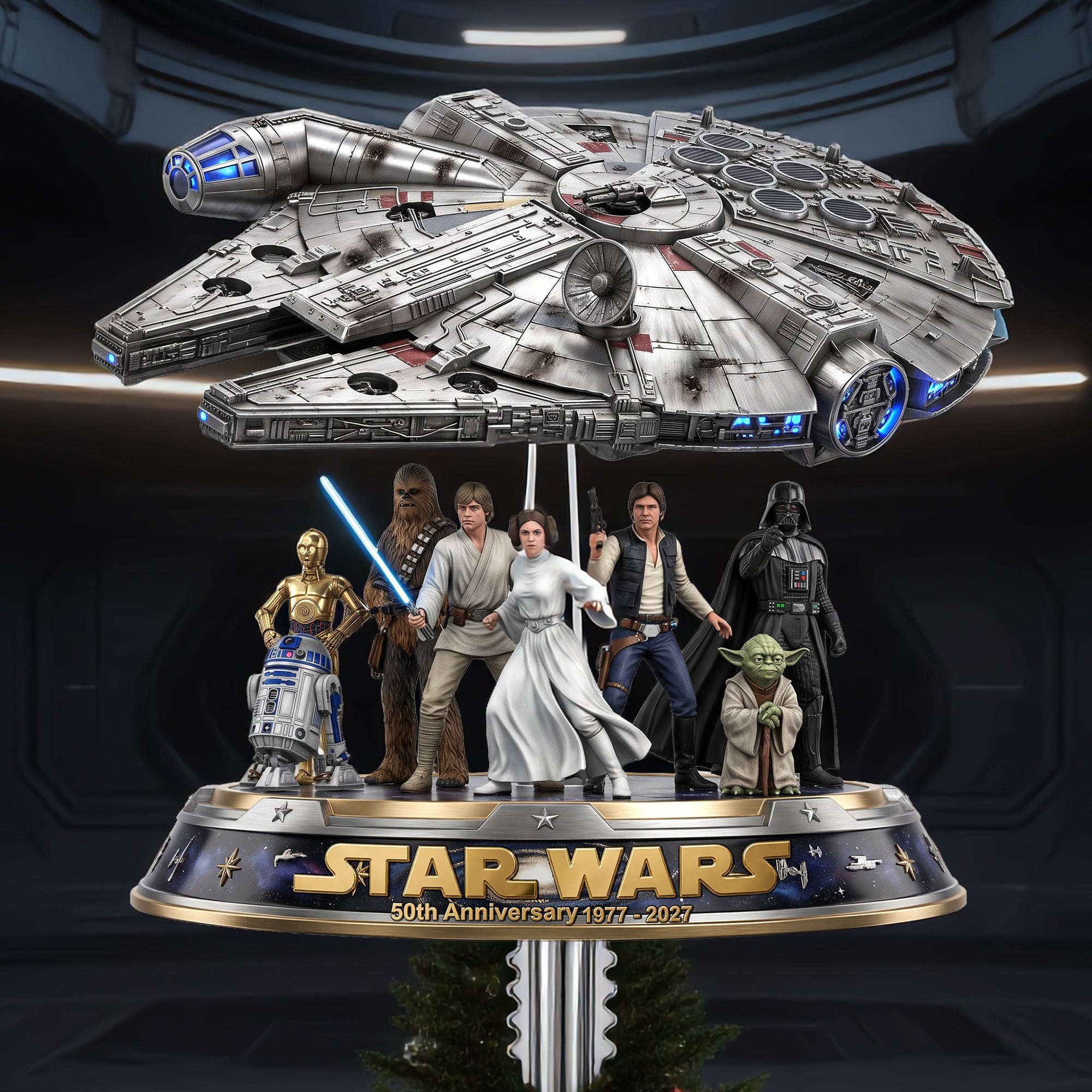 “Celebrate the Force: Touching Traditions” - Cosmic Christmas Tree Topper, Personalized Gift for Star Wars Fans