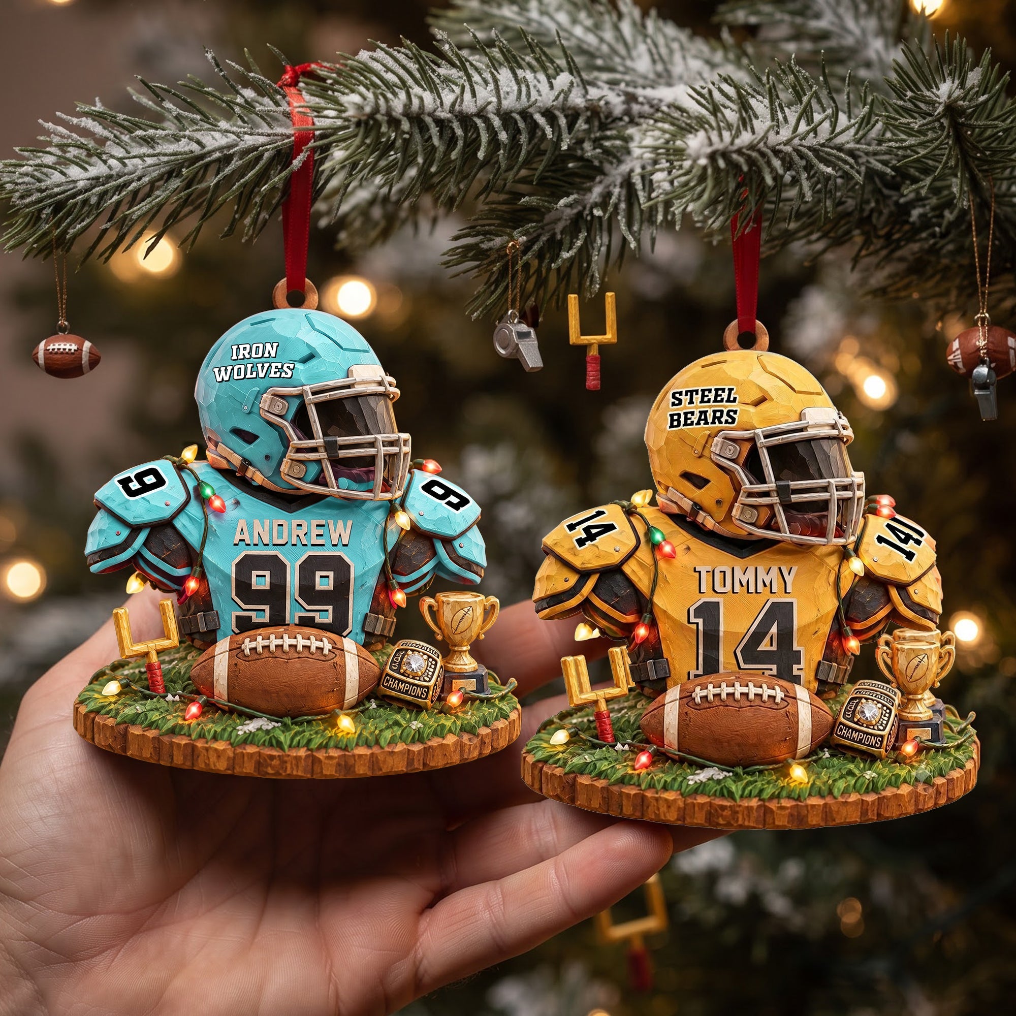 "Celebrate Every Victory" - Personalized Bulk Up Sport Wood Effect Ornament - Custom Gift for Sports Enthusiasts and Fans