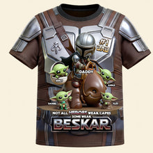 Load image into Gallery viewer, #1 Dad: Not All Heroes Wear Capes - Personalized Warrior Dad and Kids Shirt AOP Products PopCulturePrints
