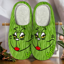Load image into Gallery viewer, Personalized Grinch-Themed Christmas Slippers Shoes PopCulturePrints
