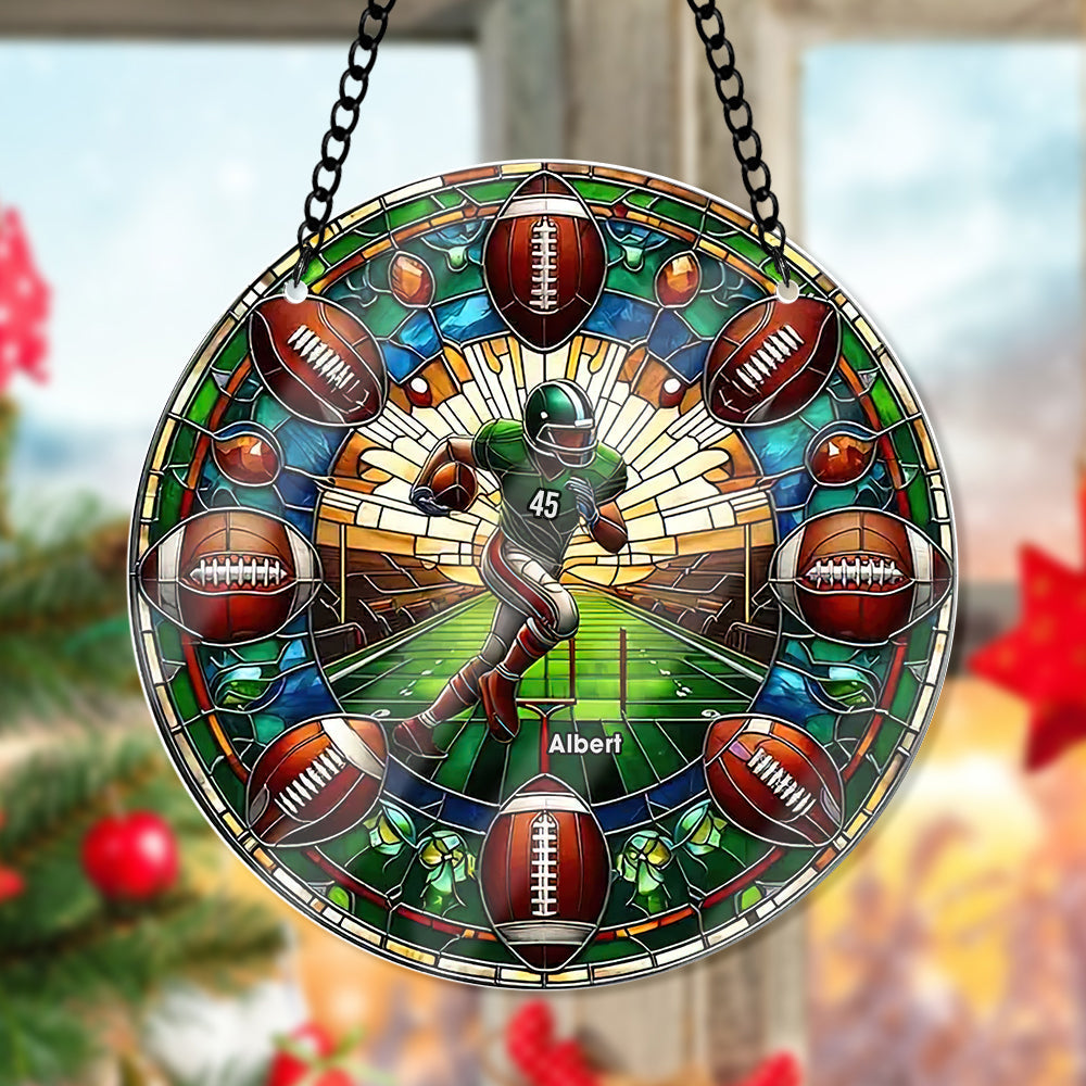 Personalized Football Lover's Suncatcher Ornament