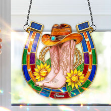 Load image into Gallery viewer, “Embrace Your Western Spirit” - Western Spirit Suncatcher Ornament, Personalized Gift for Cowgirls Ornament PopCulturePrints
