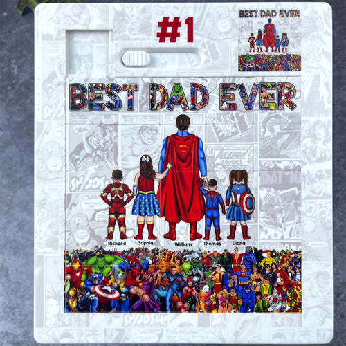 Best Dad Ever - Personalized Super Dad Sliding Puzzle Sliding Puzzle PopCulturePrints