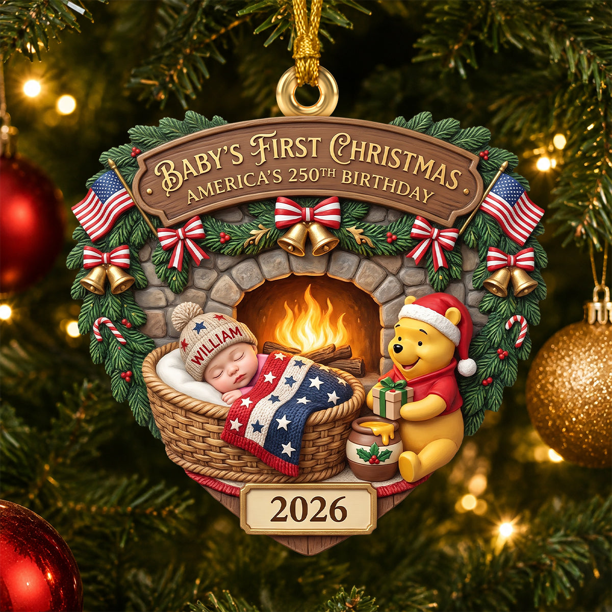 Baby's First Christmas - Personalized 250th Birthday Acrylic Ornament for Newborns
