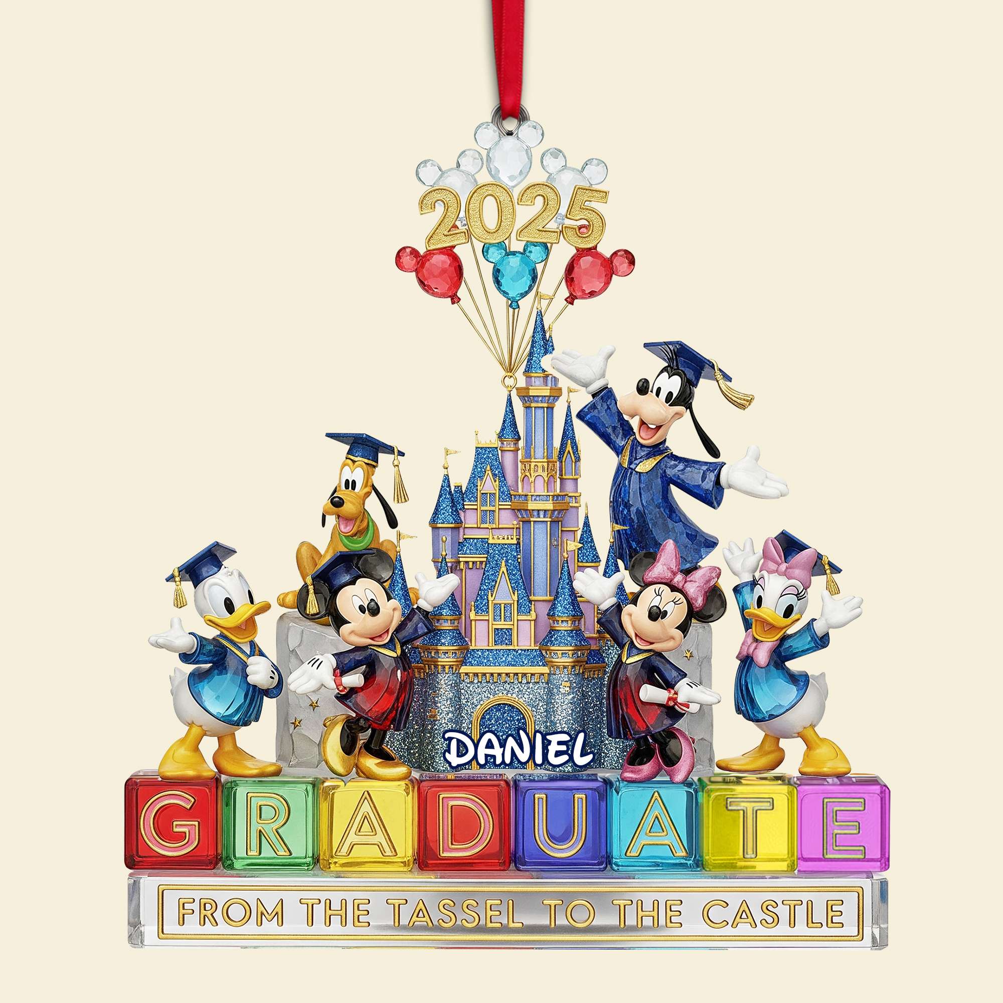 Celebrate Your Graduation Journey - Personalized Christmas Graduate Castle Ornament Ornament PopCulturePrints