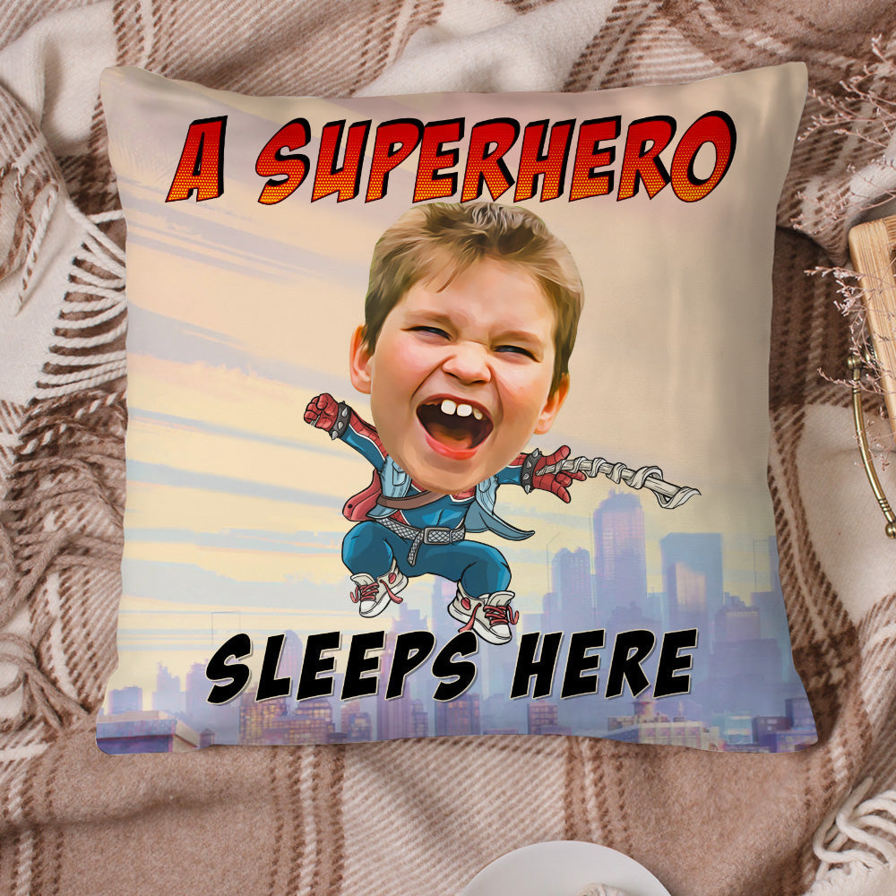 Personalized Superhero Photo Pillow - Custom Gift for Kids Pillow PopCulturePrints