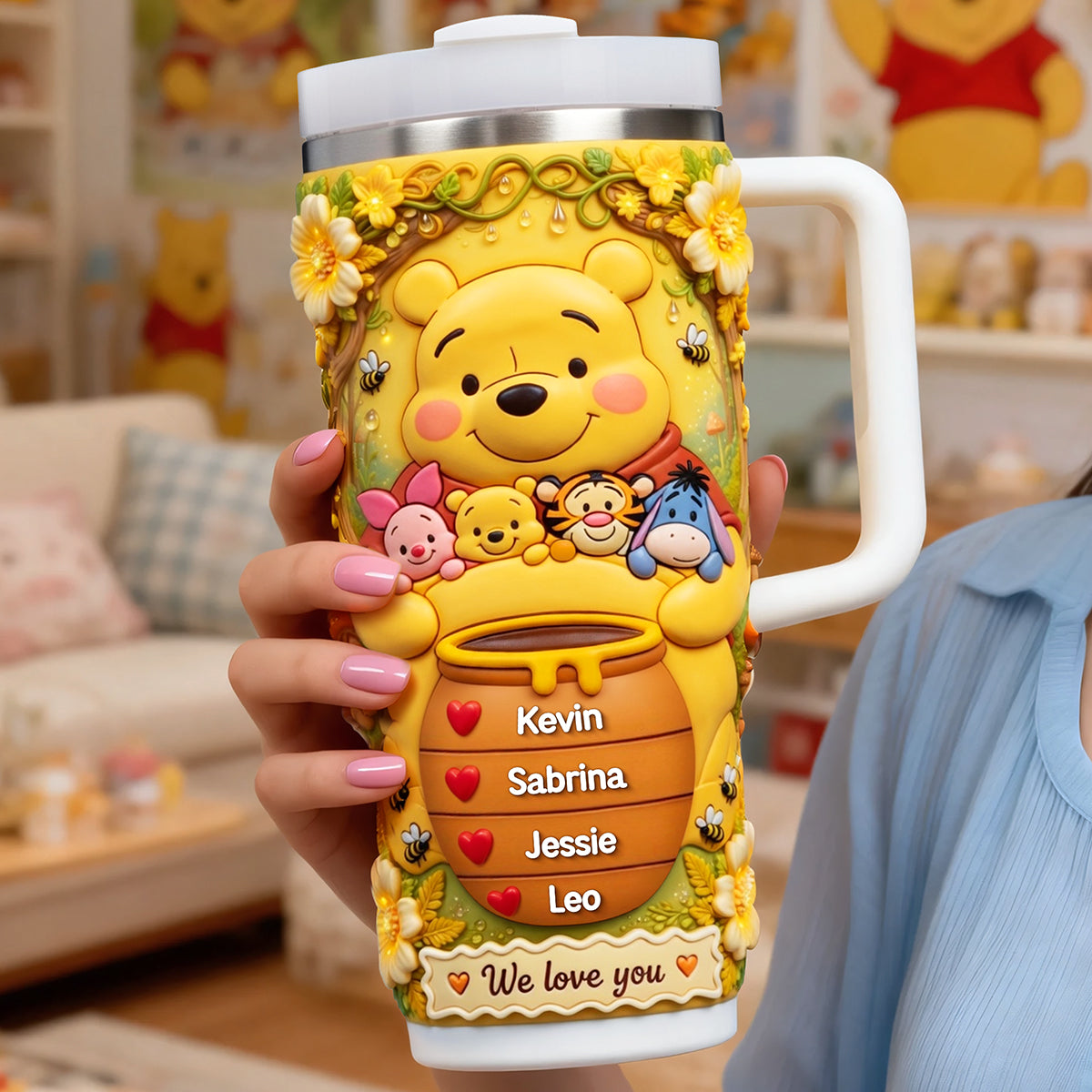 "Cherish Every Sip with Love" - Custom 40oz Tumbler, Perfect Gift for Mom, Grandma & Kids Tumbler Cup PopCulturePrints
