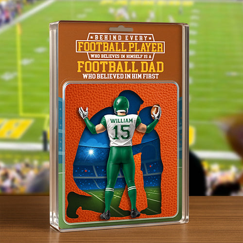 Behind Every Football Player Is A Football Dad - Personalized American Football Dad Acrylic Plaque - Perfect Gift for Dad, Grandpa Shaped Plaques PopCulturePrints