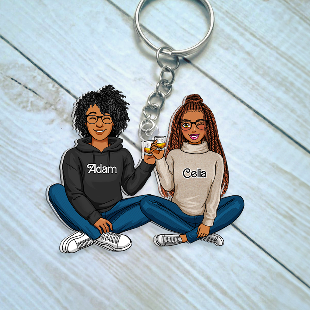 Personalized Couple Keychain - Customizable Couple Charm Keychains PopCulturePrints