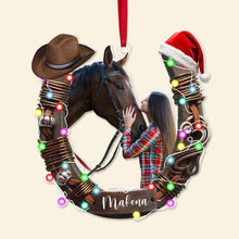 Load image into Gallery viewer, Personalized Horse Lover Christmas Ornament - Custom Photo &amp; Name Ornament PopCulturePrints
