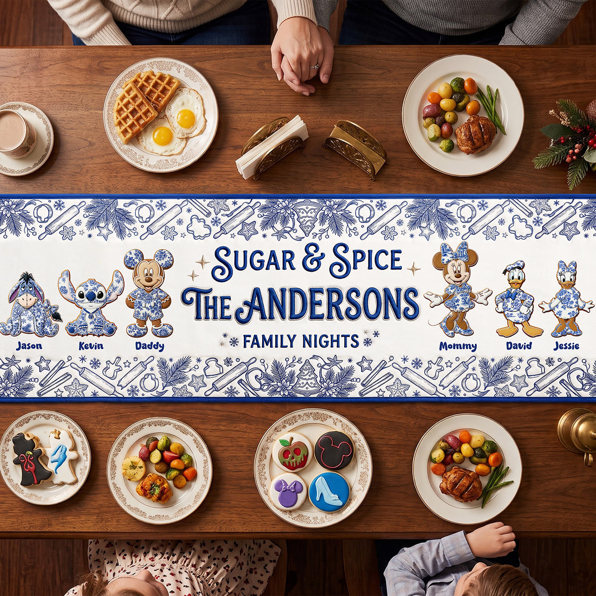 “Sugar & Spice for Family Nights” - Personalized Family Gingerbread Table Runner