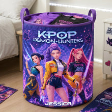Load image into Gallery viewer, "Unleash Your Inner Heroine with KPOP Demon Hunters" - Personalized Quilted Laundry Basket - Custom Gift for Fans, Kids, and Occasional Artists

