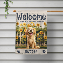 Load image into Gallery viewer, Welcome! We Hope You Brought Treats - Personalized Dog Flag Flag PopCulturePrints
