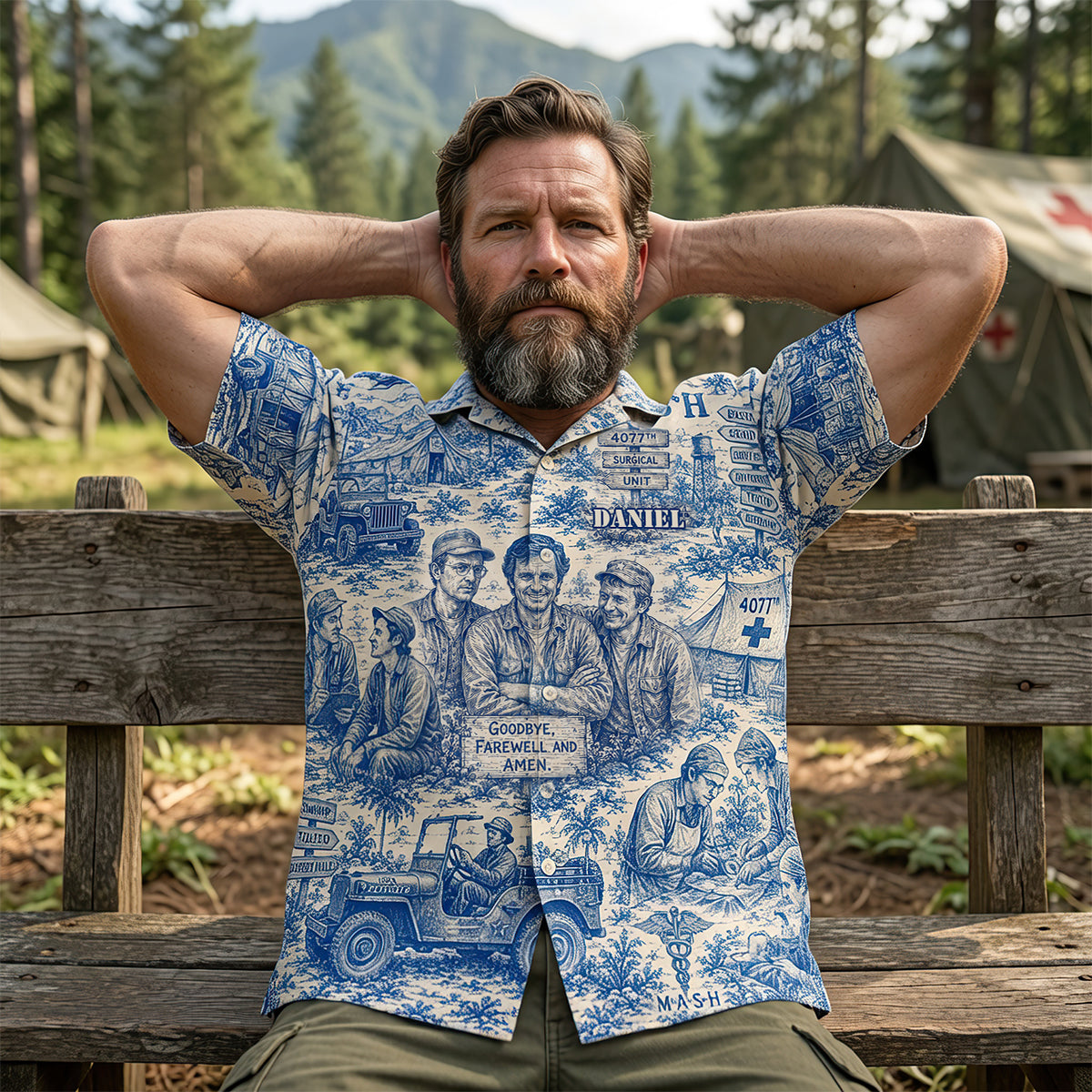 “Goodbye, Farewell, and Amen” - Vintage Field Camp Hawaiian Shirt - Personalized Gift for Him, Her, Friends, and Family
