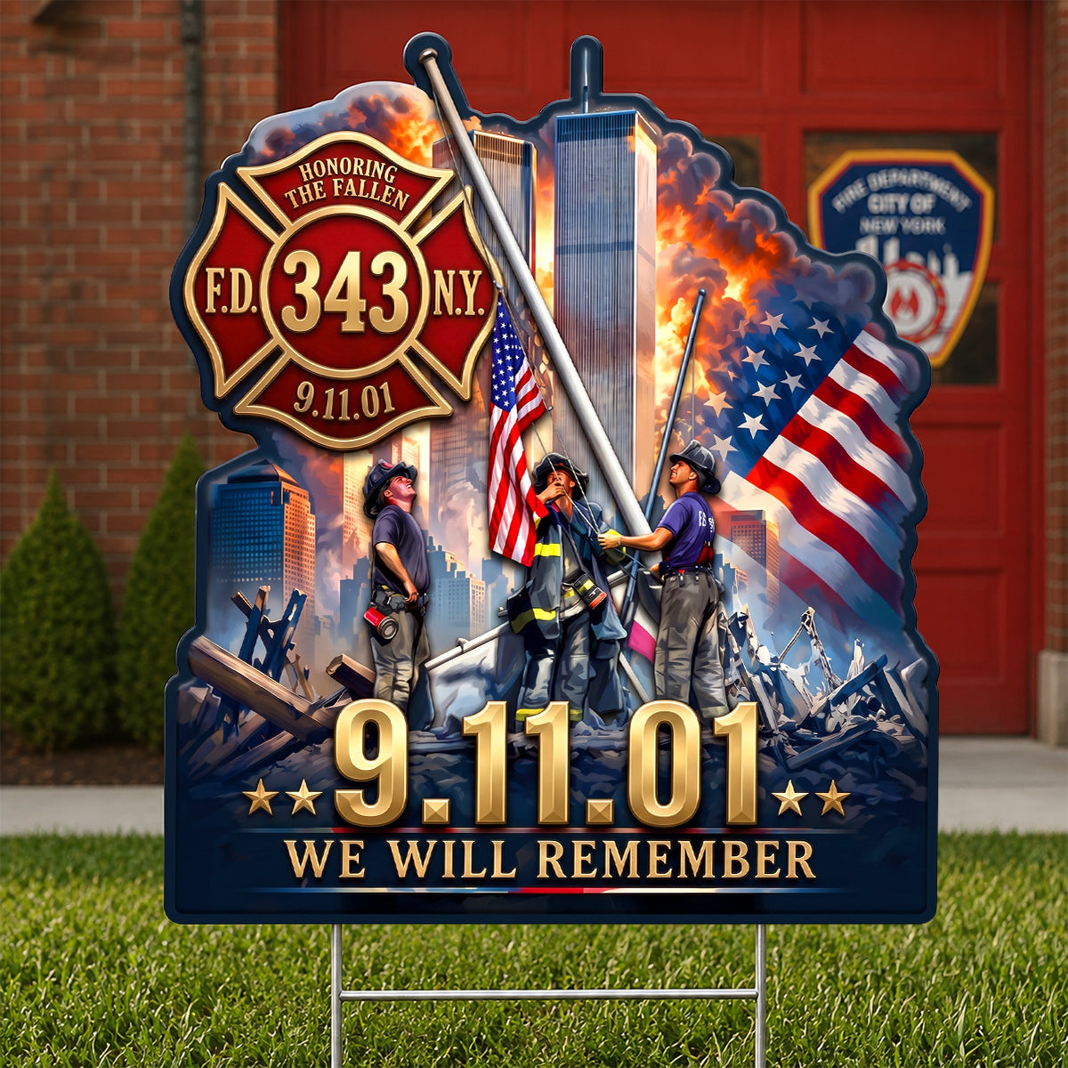 “We Will Remember” – Personalized Yard Sign for Fallen Firefighters - Custom Gift for Memorials and Remembrance