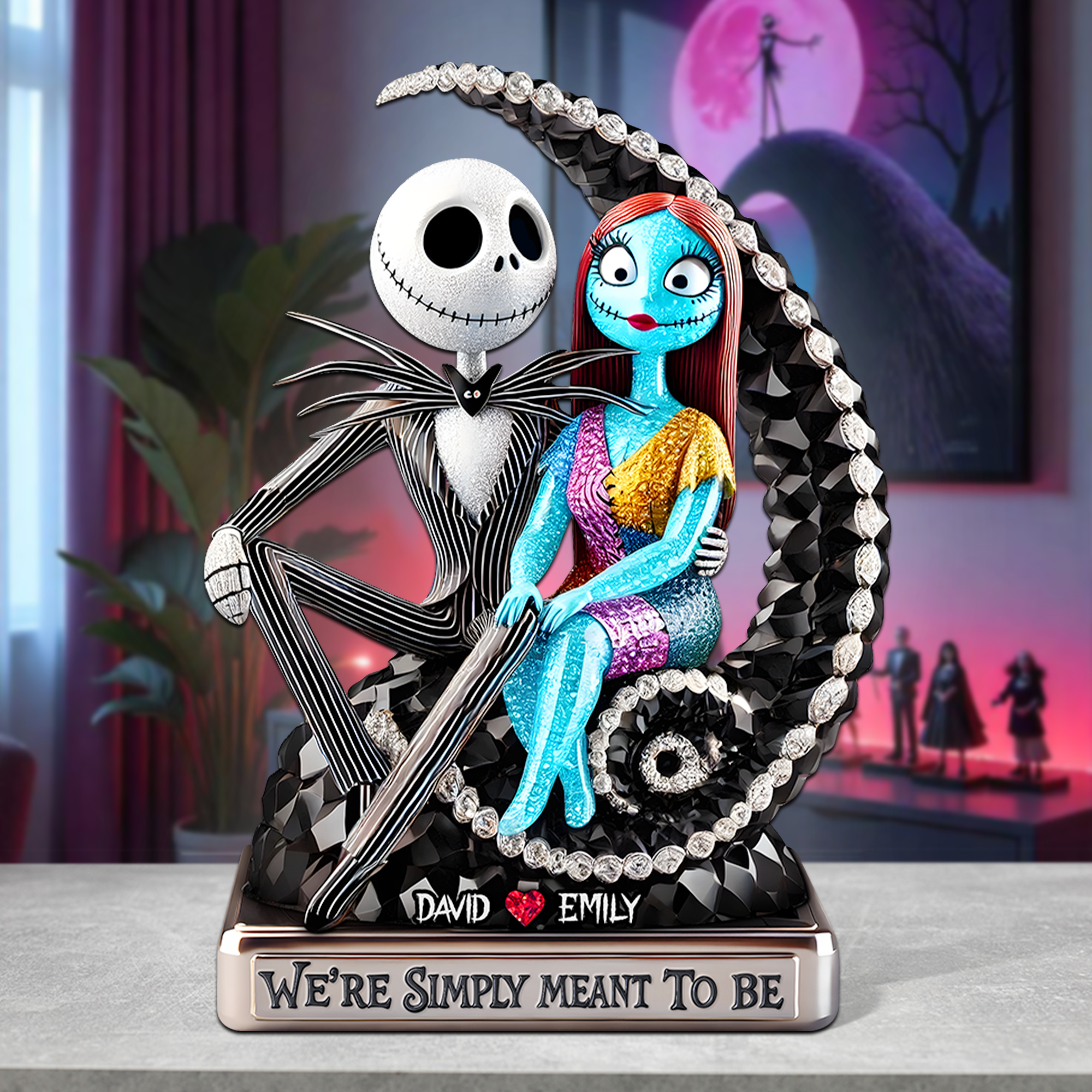 Haunting Sweethearts Acrylic Plaque - Personalized Gift for Couples Shaped Plaques PopCulturePrints