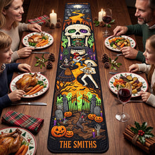 Load image into Gallery viewer, "Dance With The Dead" - Personalized Spooky Fiesta Quilted Table Runner - Unique Halloween Gift for Family and Friends

