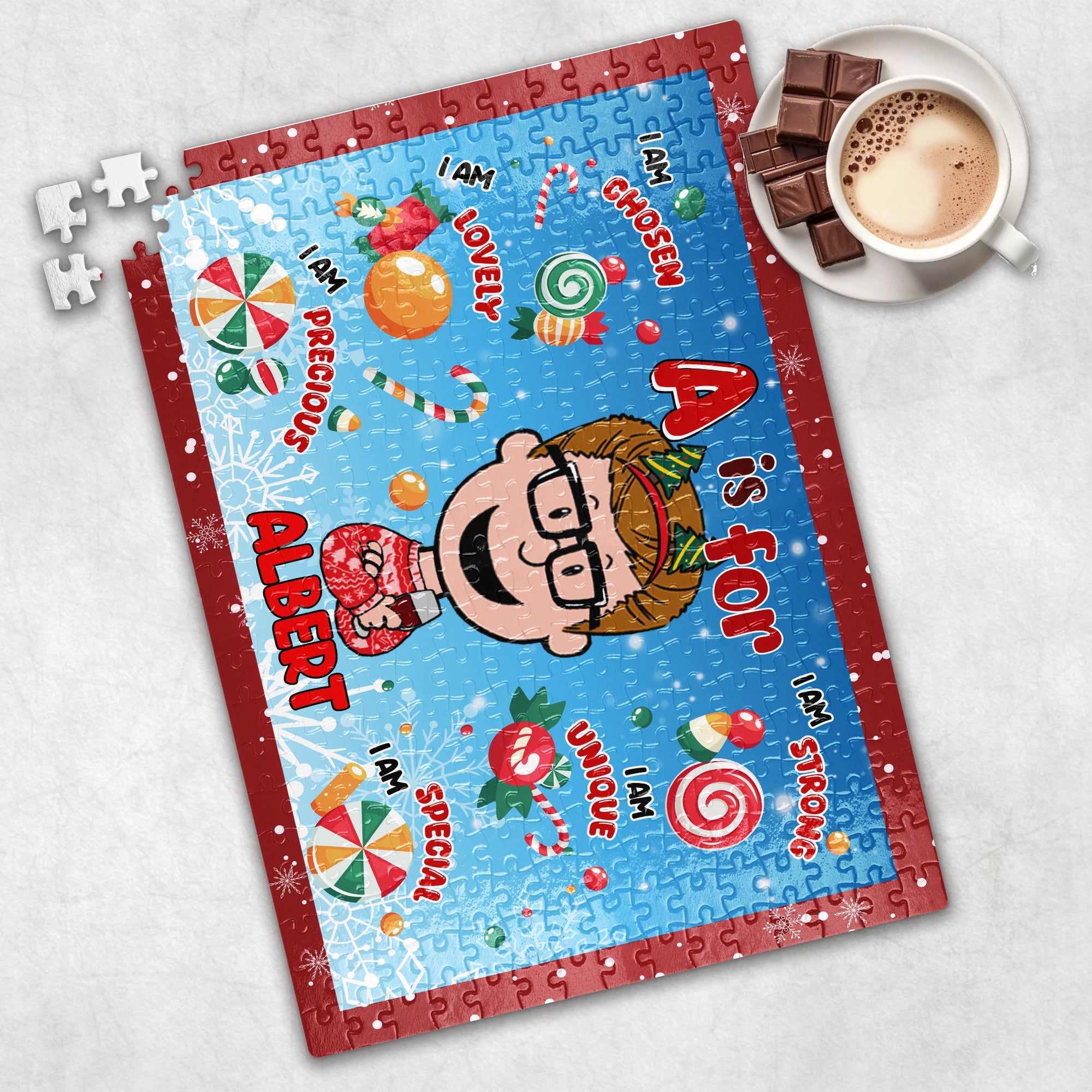 Personalized Christmas Jigsaw Puzzle for Kids - Custom Name & Positive Affirmations