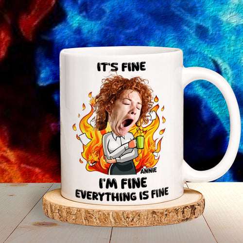 Everything Is Fine Mug - Personalized Gift for Office Workers Coffee Mug PopCulturePrints