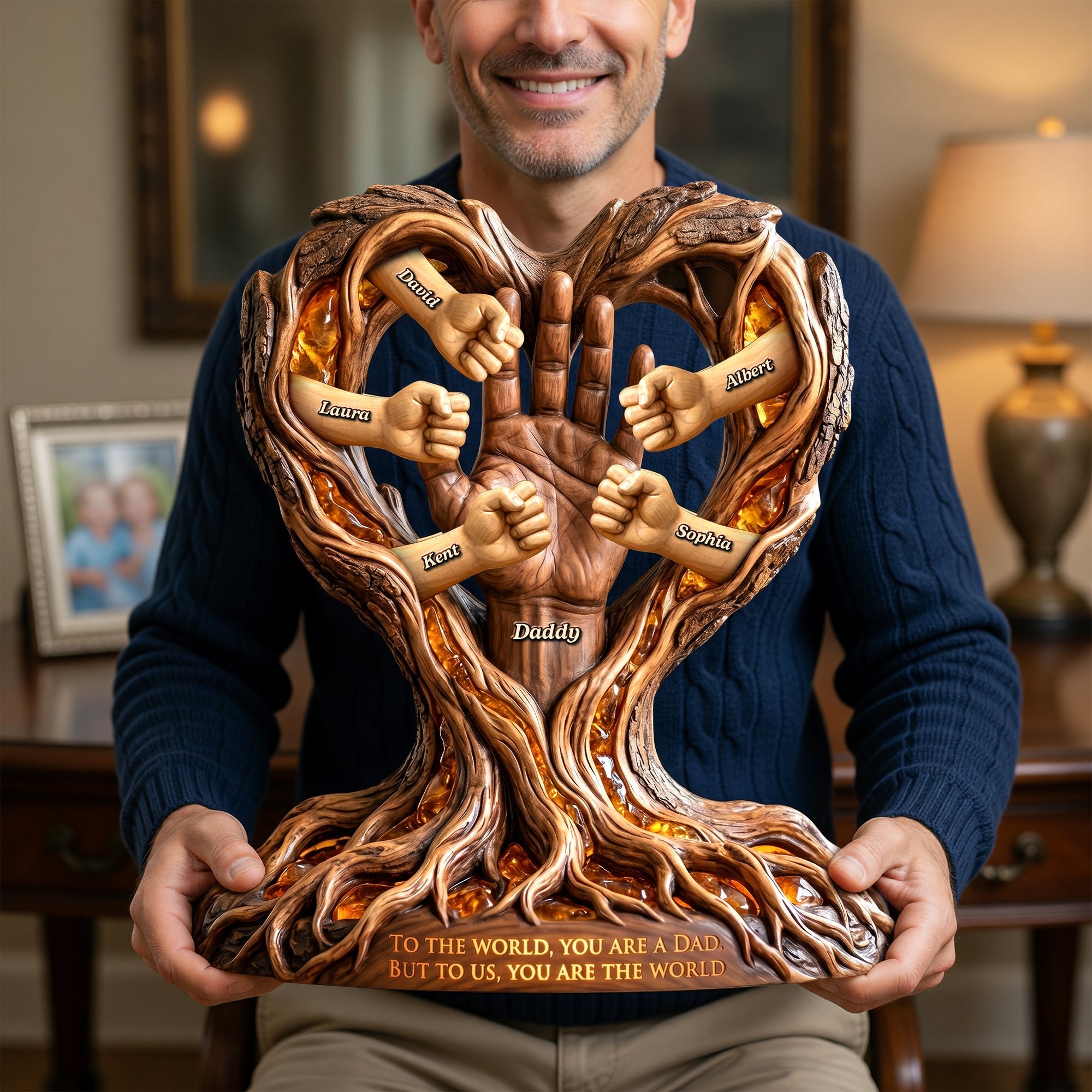 To The World, You Are A Dad - Personalized Rooted In Love Plaque - Unique Gift for Dads and Grandpas Shaped Plaques PopCulturePrints