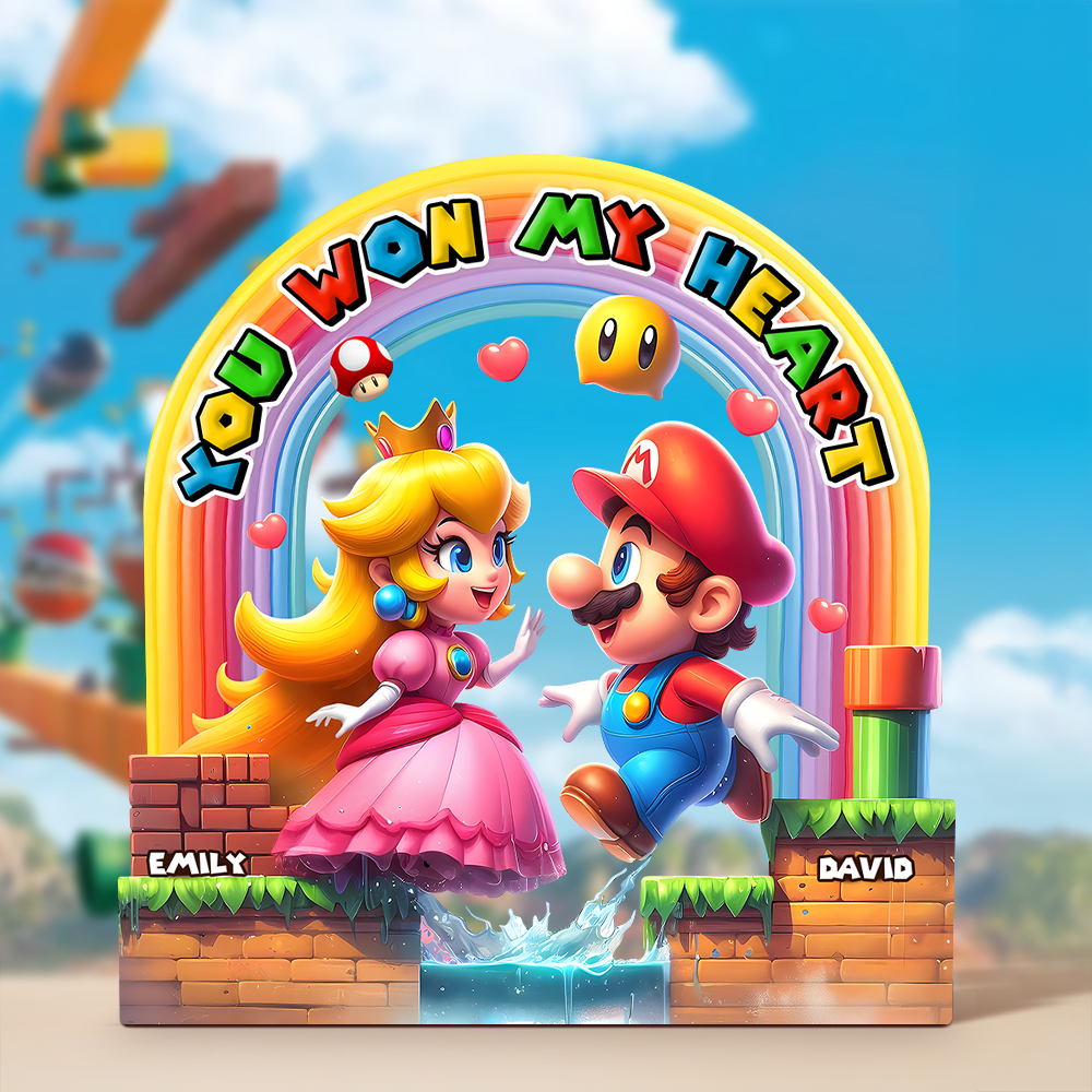 You Won My Heart - Personalized Couple Acrylic Plaque Gift Shaped Plaques PopCulturePrints