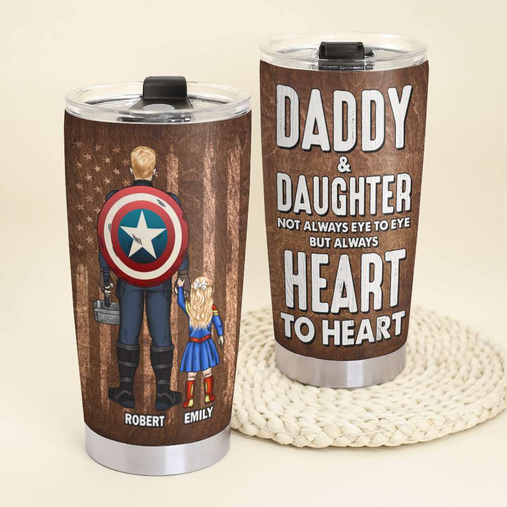 Daddy & Daughter Heart to Heart Personalized Tumbler Tumbler Cup PopCulturePrints