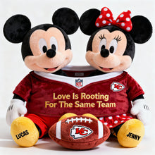 Load image into Gallery viewer, “Love Is Rooting For The Same Team” - Couple American Football Custom Shape Pillow - Personalized Gifts For Couples Pillow PopCulturePrints
