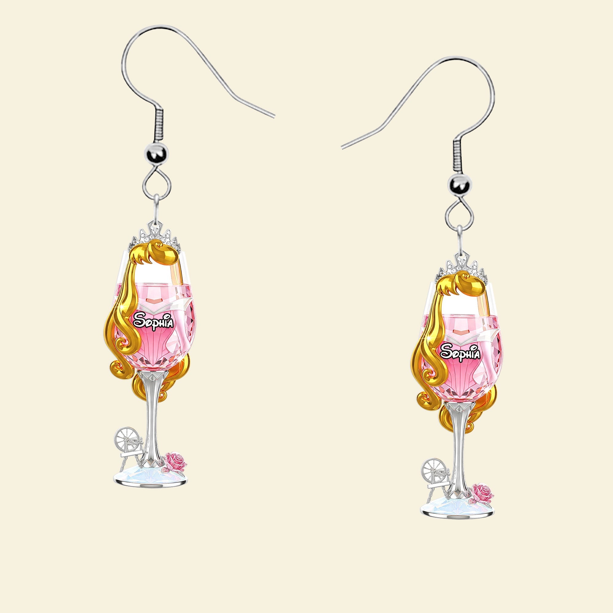“Sip Like a Princess” - Drink Princess Earrings - Personalized Gifts for Her Earrings PopCulturePrints