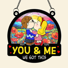 Load image into Gallery viewer, Personalized Cute Cartoon Couple Kissing Suncatcher Ornament
