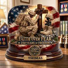 Load image into Gallery viewer, Faith Over Fear: 250 Years of Freedom - Personalized America 250th Anniversary Veteran Acrylic Plaque Shaped Plaques PopCulturePrints
