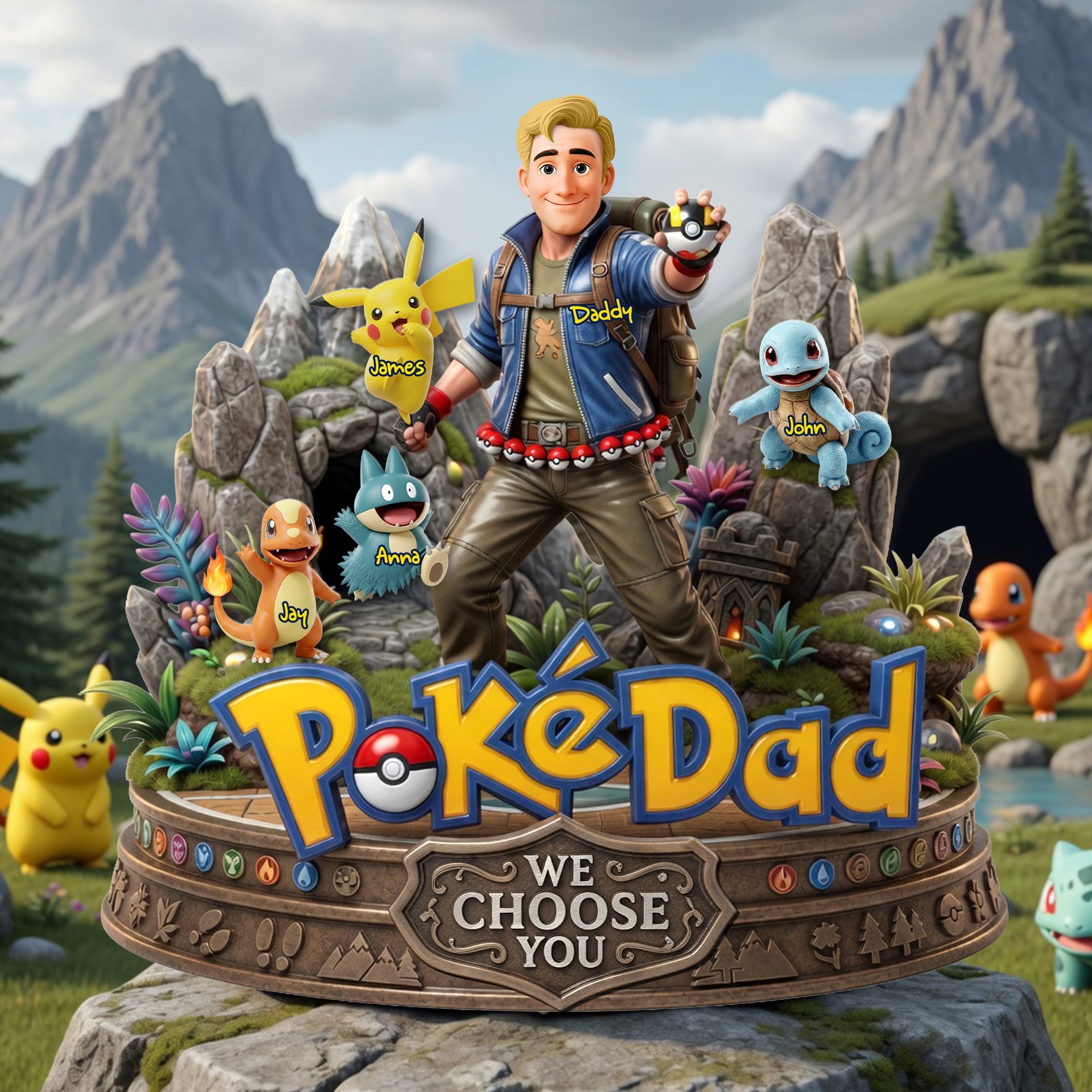 Adventure Awaits with Your Personal PokeDad - Custom Acrylic Plaque for Father's Day Shaped Plaques PopCulturePrints