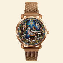 Load image into Gallery viewer, “Blessings from Above” - Personalized Jesus Blessing Mesh Strap Quartz Watch - Perfect Gift for Jesus Lovers, Faithful Friends &amp; Family Quartz Watch PopCulturePrints
