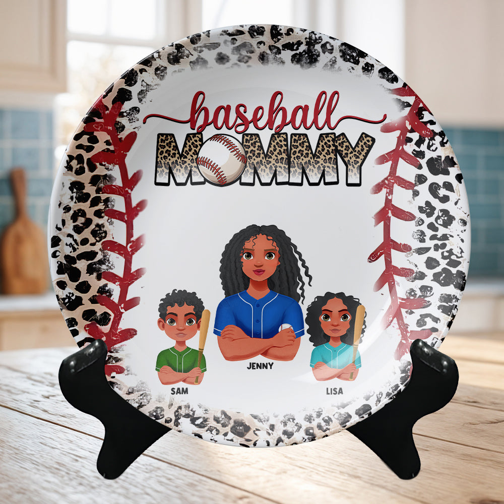 "Celebrate Her Love for Baseball!" - Personalized Ceramic Round Plate - Gift for Mom, Grandma & Sports Enthusiasts Ceramic Round Plate PopCulturePrints
