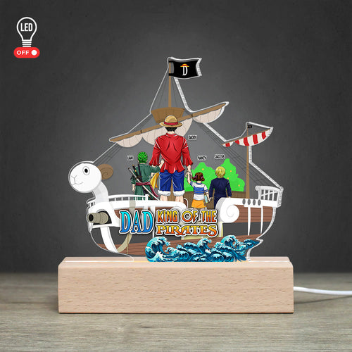 Personalized LED Light - 'Dad: King of the Pirates' Gift for Father's Day Led Night Light PopCulturePrints