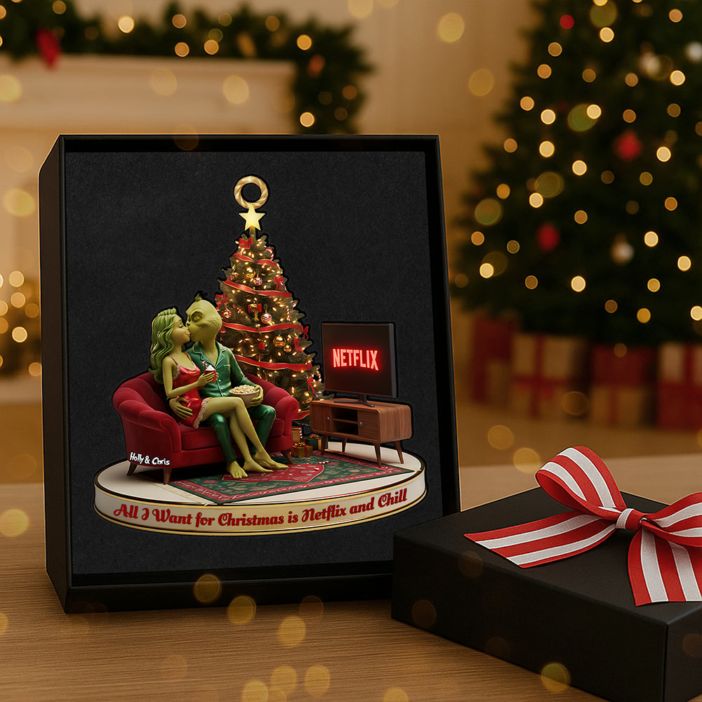 All I Want for Christmas is Netflix and Chill - Kissing Couple Custom Shape Acrylic Ornament - Personalized Gift for Couples, Friends, Family Ornament PopCulturePrints