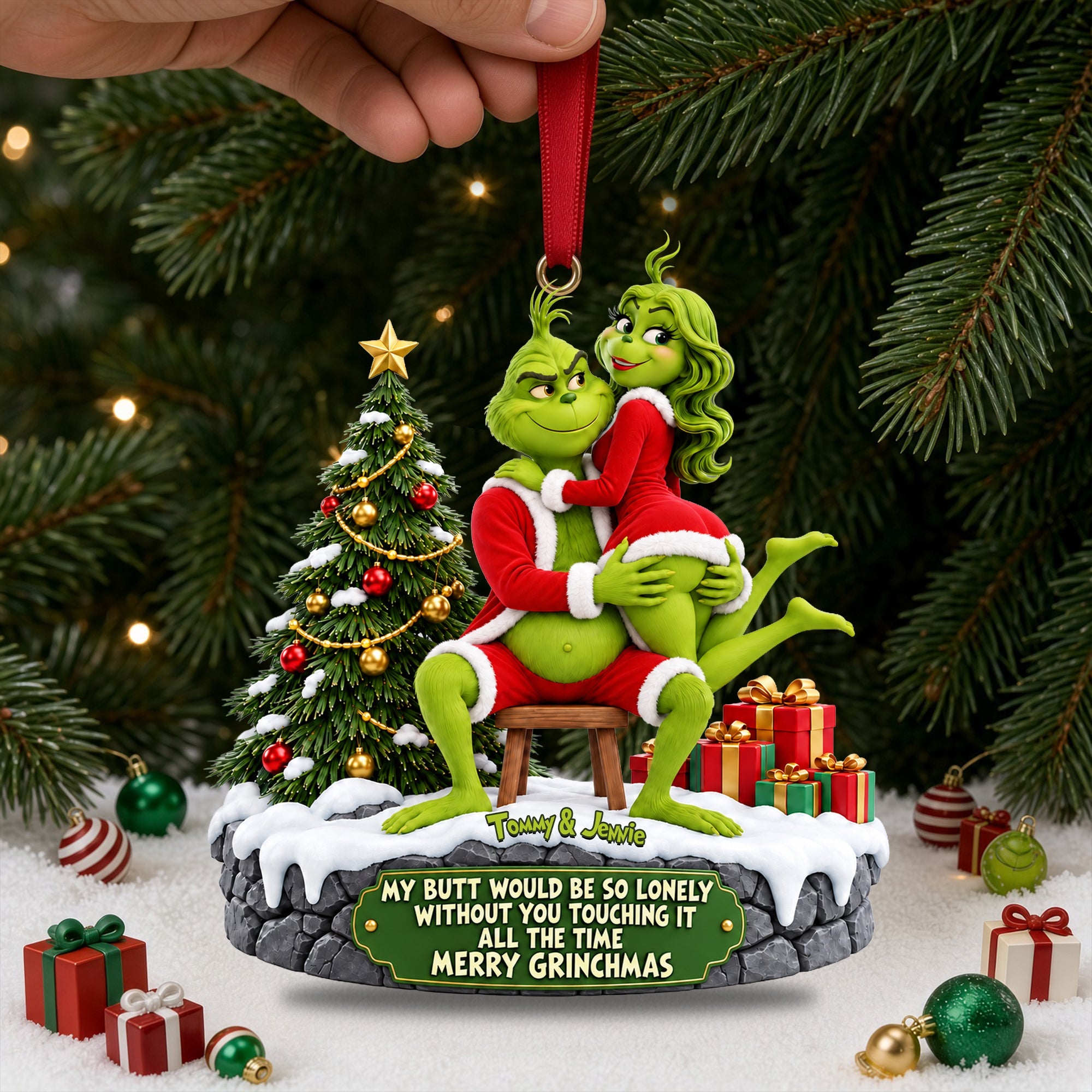 “My Butt Would Be So Lonely” - Playful Couple Acrylic Ornament - Personalized Christmas Gift for Couples