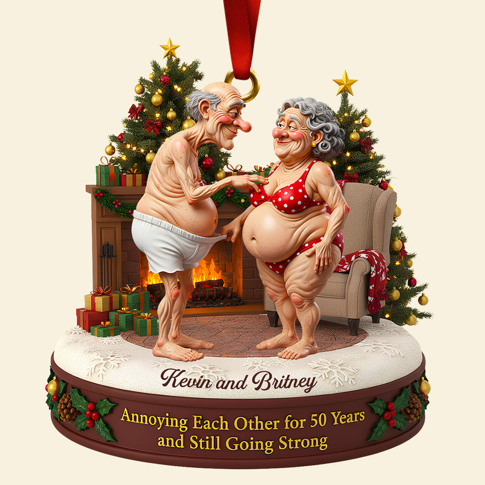 "Annoying Each Other for 50 Years, Still Going Strong" - Personalized Old Couple Christmas Ornament - Perfect Gift for Couples, Parents & Grandparents Ornament PopCulturePrints