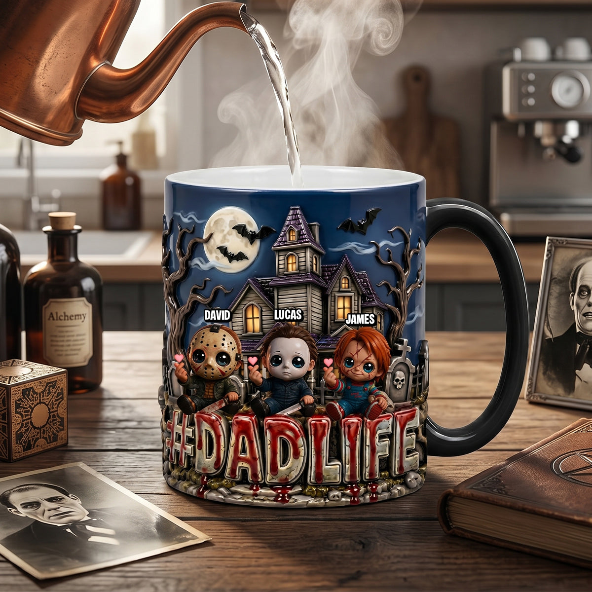 Dad Life with Little Horrors - Personalized Magic Mug for Dads Coffee Mug PopCulturePrints