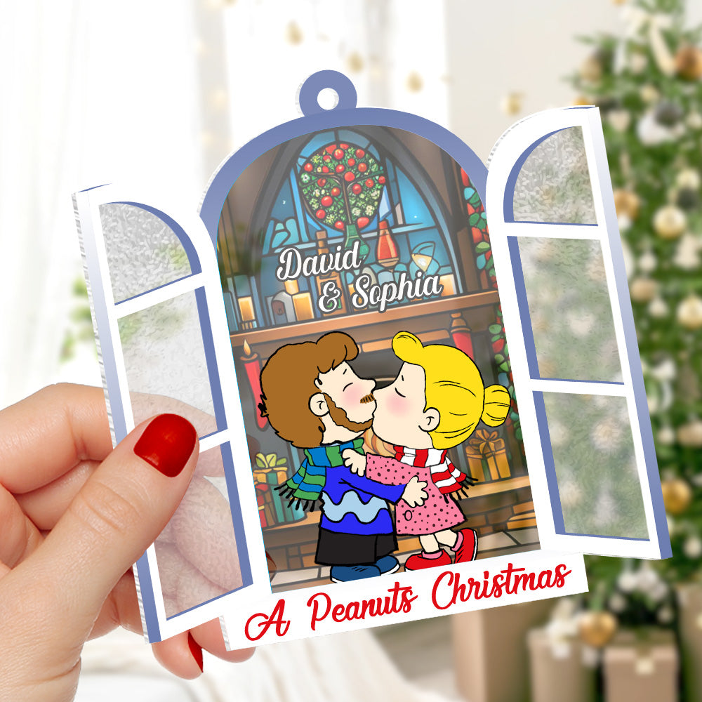 Custom Cartoon Couple Christmas Suncatcher - Perfect Valentine's Day Gifts Ornament PopCulturePrints